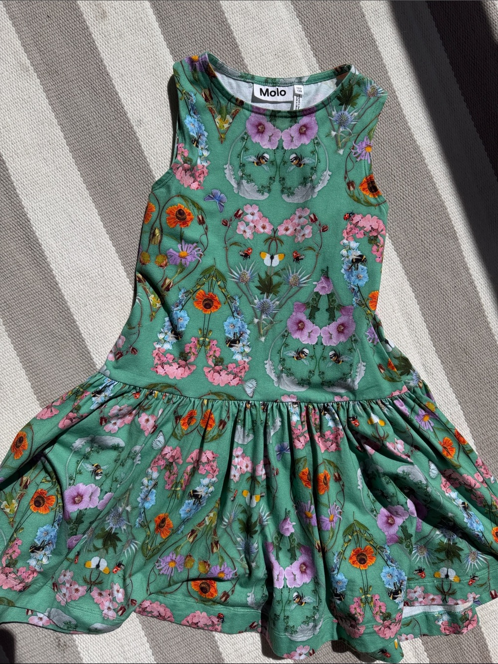 Molo Green Floral Tank Dress with Multicolor Blooms
